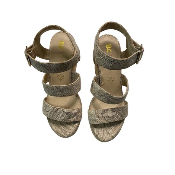 BC Footwear Natural Exotic Wedge Espadrille Sandals Womens 7 Beach Vacation Sexy - Picture 3 of 11